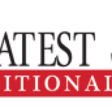 Logo for The Latest Scoop Traditional Gelato, featuring a stylized swirl resembling gelato on the left and the business name in black and red text on the right.