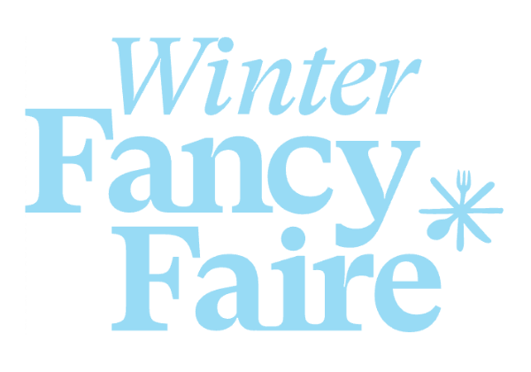 Winter Fancy Faire logo showcasing elegant typography and culinary themes for a festive event.